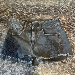 American Eagle Outfitters Shorts- Hi-Rise Shorties- Super Stretch Crochet Black
